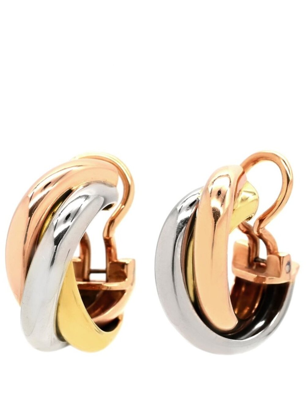 Cartier Earrings Trinity Diamond White Gold Yellow Pink YG PG WG Clip-On